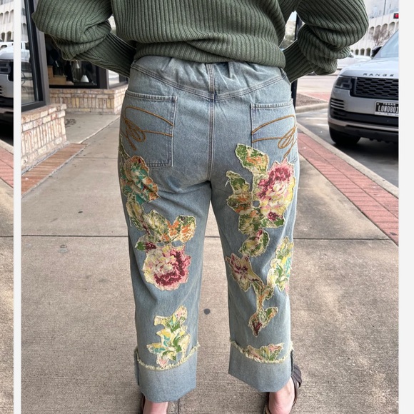Jaded Gypsy NEW Garden Walk BOHO Embroidered jeans S/M - Picture 7 of 8